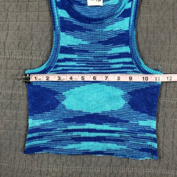 Princess Polly Knit Tank Blue Women 4 Raw Hem Sweater Cropped - Picture 5 of 16